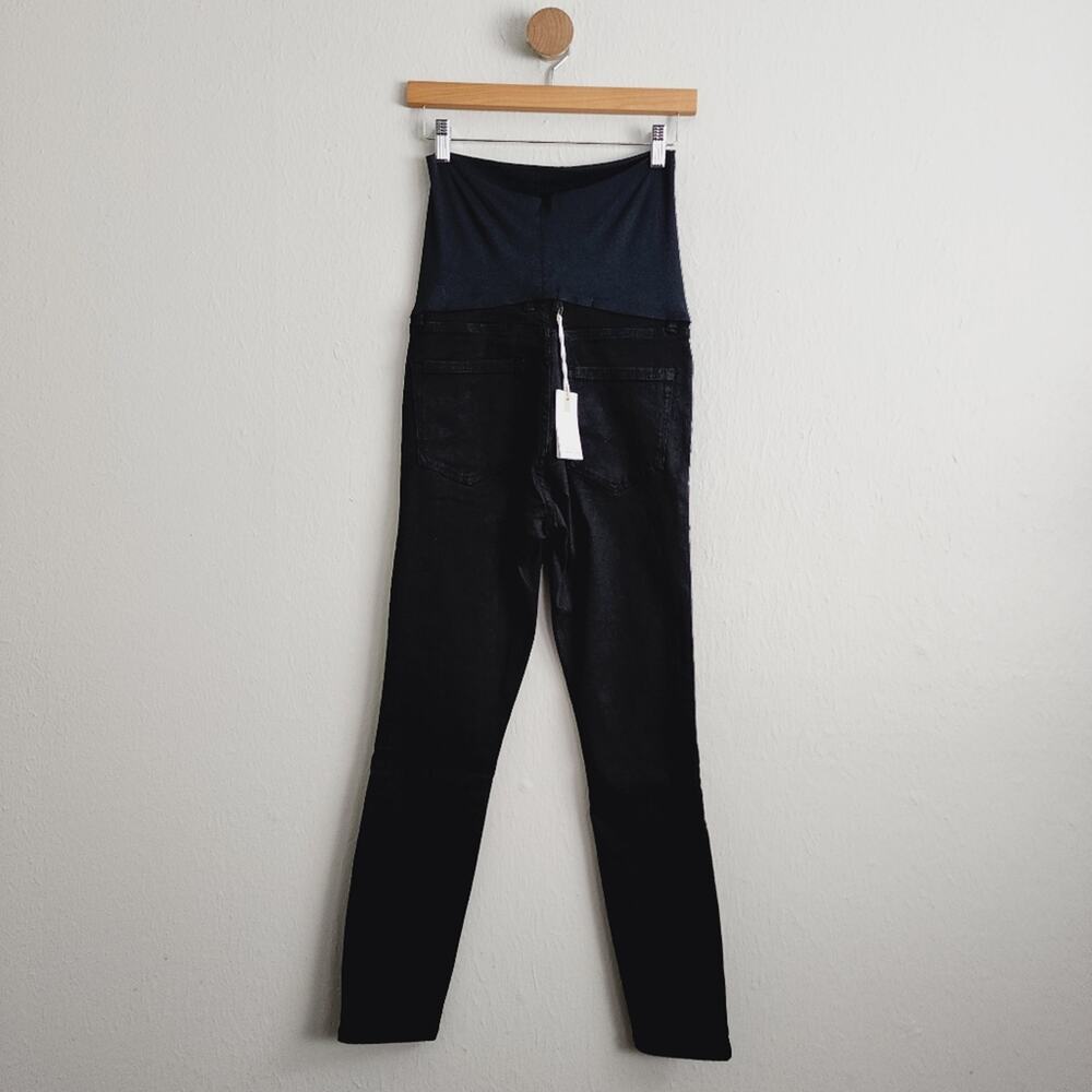 NWT Good American Home Stretch Maternity Skinny Jeans 00 24 Black Full Panel - Picture 6 of 9